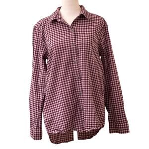 Eddie Bauer Classic Fit Purple Gingham Women's Long Sleeve Blouse Size M
